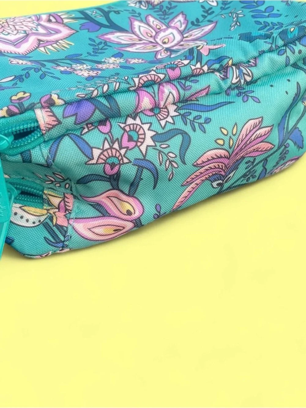 Vera Bradley Teal Floral Cosmetic Case with Handle